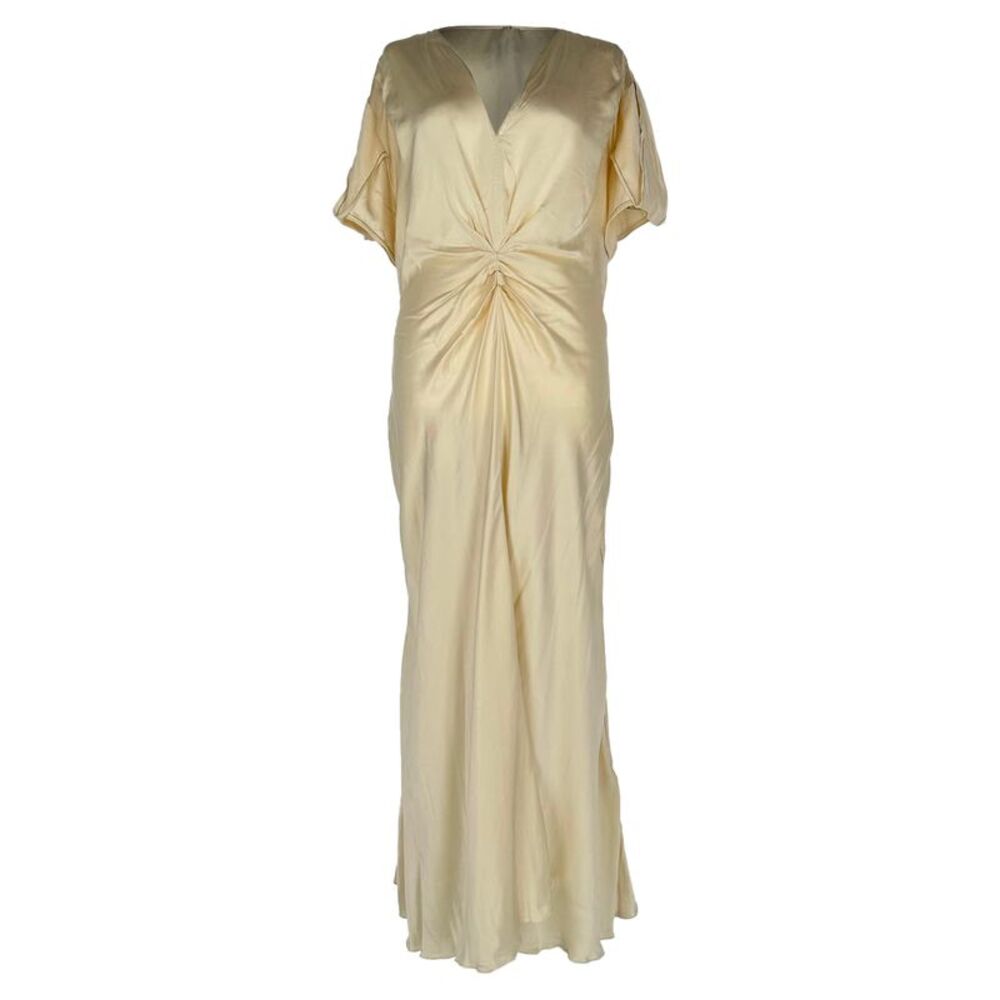 Victoria Beckham Gathered Midi Dress in Ivory Viscose